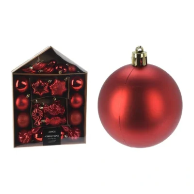 Božićne kuglice set 32 kom crvene