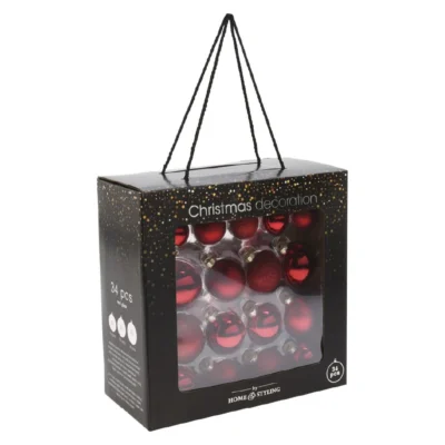 Božićne kuglice set 34 kom crvene