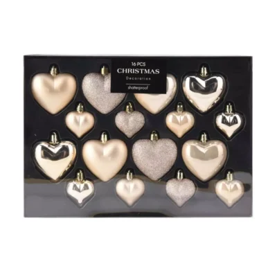 Božićne kuglice srce krem 16 kom
