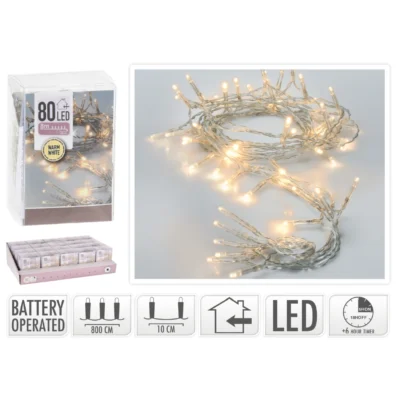 LED lampice toplo bijele 8 m