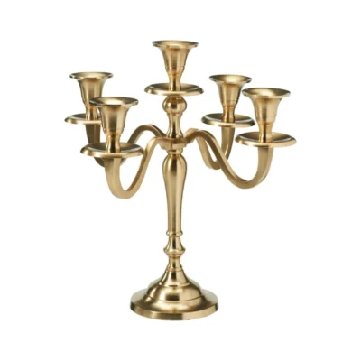 Svijećnjak 5 svijeća zlatni