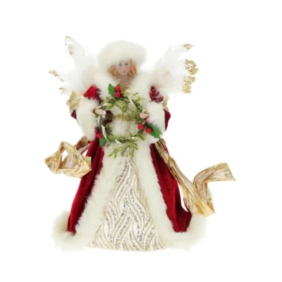 Vrh za bor 33 cm anđeo crveni